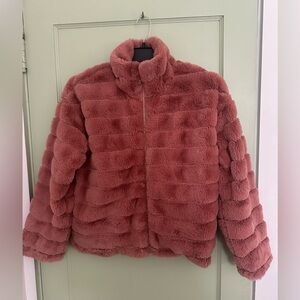 Olivia Grey faux fur mauve jacket M NWT